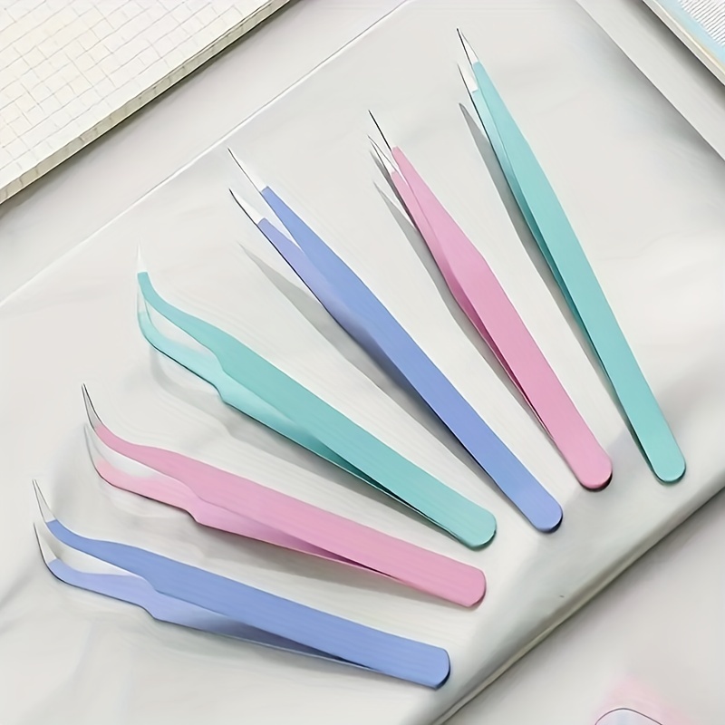 Stainless Steel Tweezers -Candy Macaron Color Tape Sticker Tool Portable  Tweezer