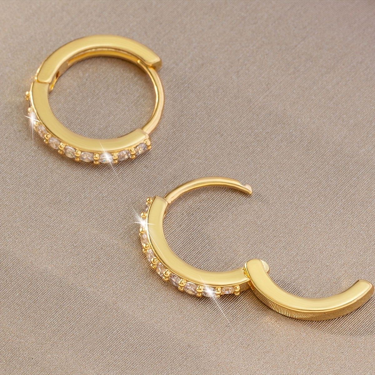 Copper Zirconia Earrings with Circle Design