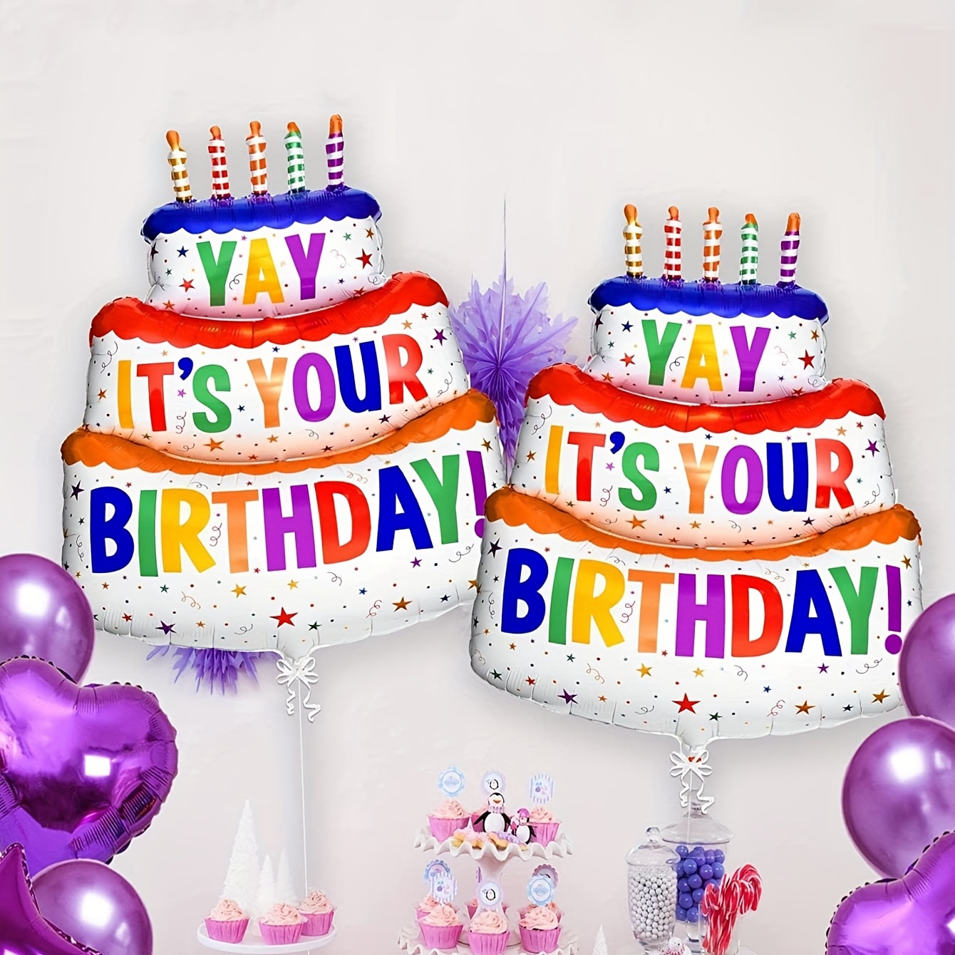 2pcs Cute Cake Shaped Letter Graphic Decorative Balloon, Colorful Aluminum  Balloon For Party | SHEIN