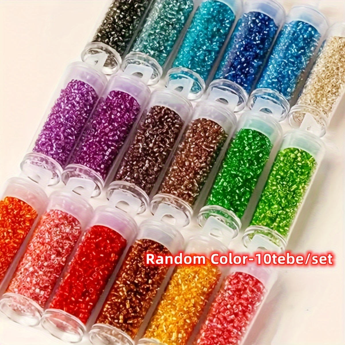 

10 Tube/set 2mm Boho Style Glass Seed Beads For Jewelry Making Random Multiple Colors Slivery-lined Uniform Garment Embroidery Decors Handmade Accessories