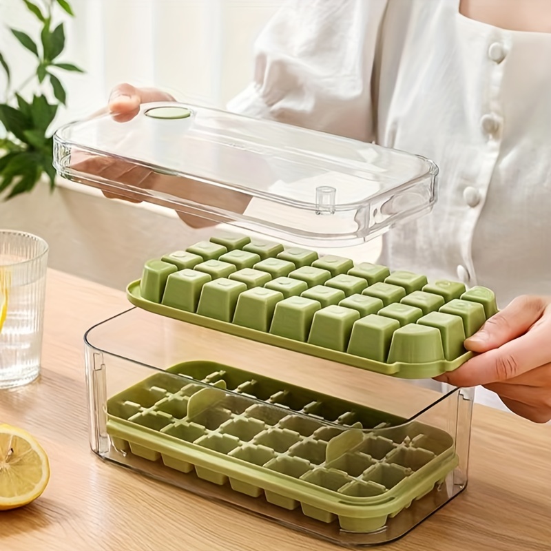 Ice Cube Tray With Lid, 64 Ice Cube Molds, Ice Cube Tray For