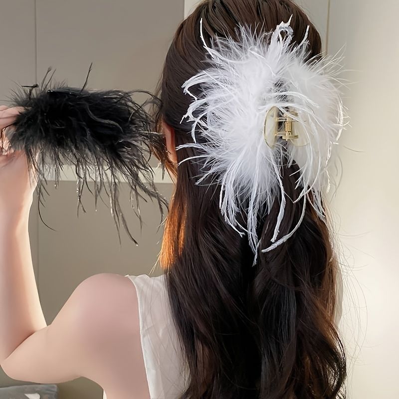 Feather Hair Claw Strong Hold Hair Claw Clips Vintage Hairgrip Headwear  Fashion Hair Accessories For Women Girls | Free Shipping For New Users |  Temu