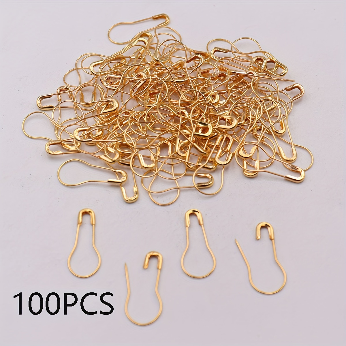 100pcs Electroplated Silvery/golden All-match Practical Gourd Needle Safety Pins Link Needle Clasps, For Ear Jewelry Clothing Additions Tags Handmade Materials