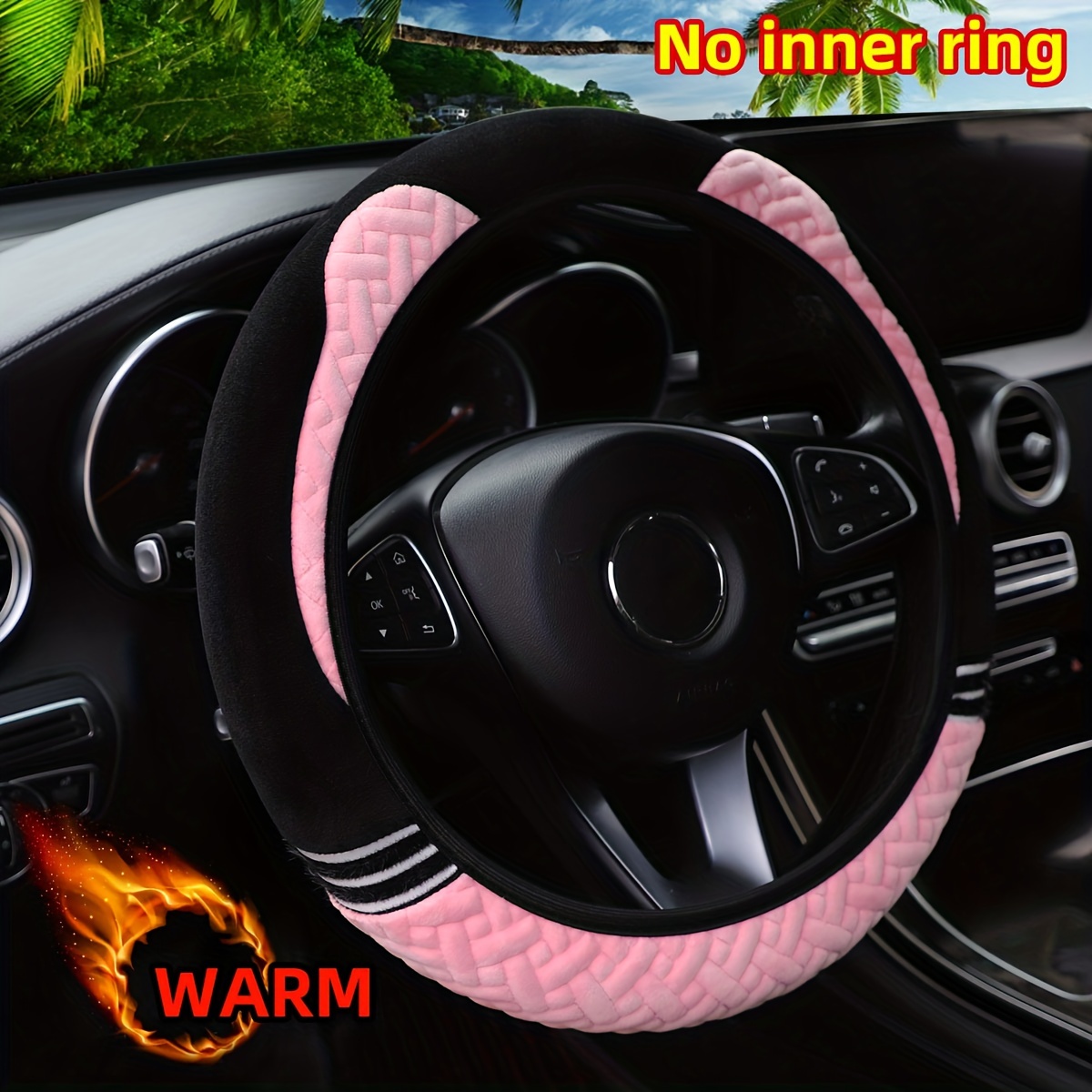 15 Car Steering Wheel Cover Plush Monster Elastic Warm Anti-slip