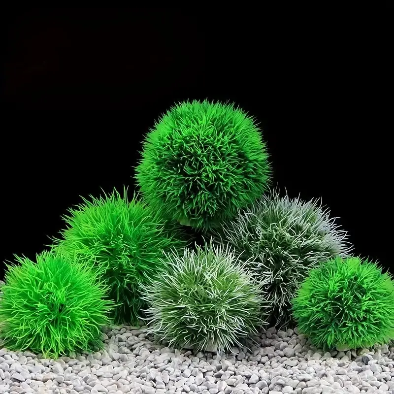 Aquarium Decor Fish Tank Artificial Green Water Grass Balls - Temu
