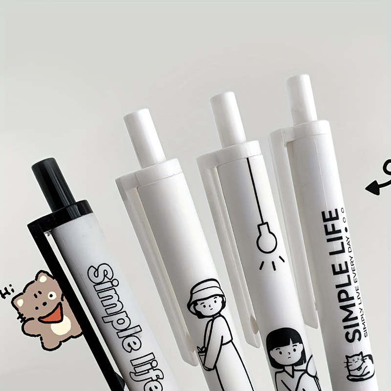 Black Ink Cartoon Milk Cow Retractable Pen Bullet Nib Gel - Temu