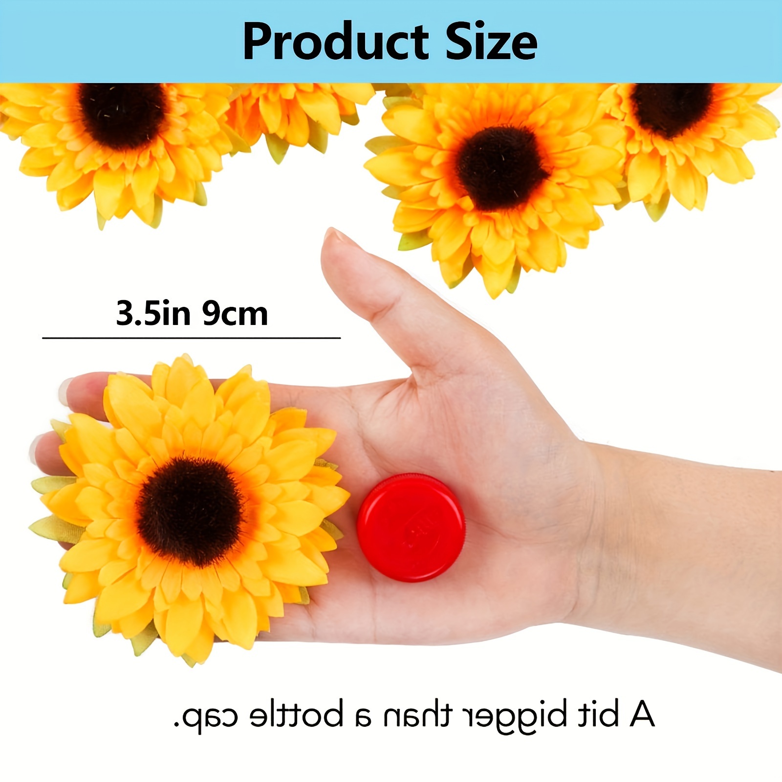 30pcs 9CM Fake Sunflowers Artificial Sunflower Heads Faux Silk Sunflower  Decoration for Christmas Tree Home Party Wedding Decor