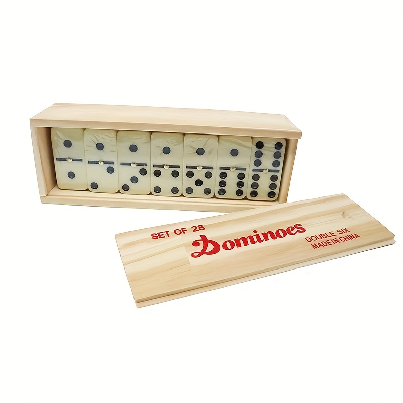28 Pcs Domino Game Wooden Boxed Traditional Classic Blocks Play Set Toy  Gift New 