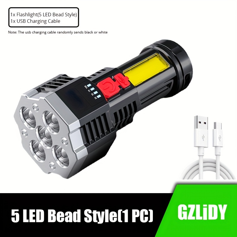 Multipurpose Led Flashlight, 12 Led Beads Usb Rechargeable Torch,  Waterproof Hand Lamp With Cob Light For Camping Hiking Walking Repair Work  Emergency Lighting - Temu