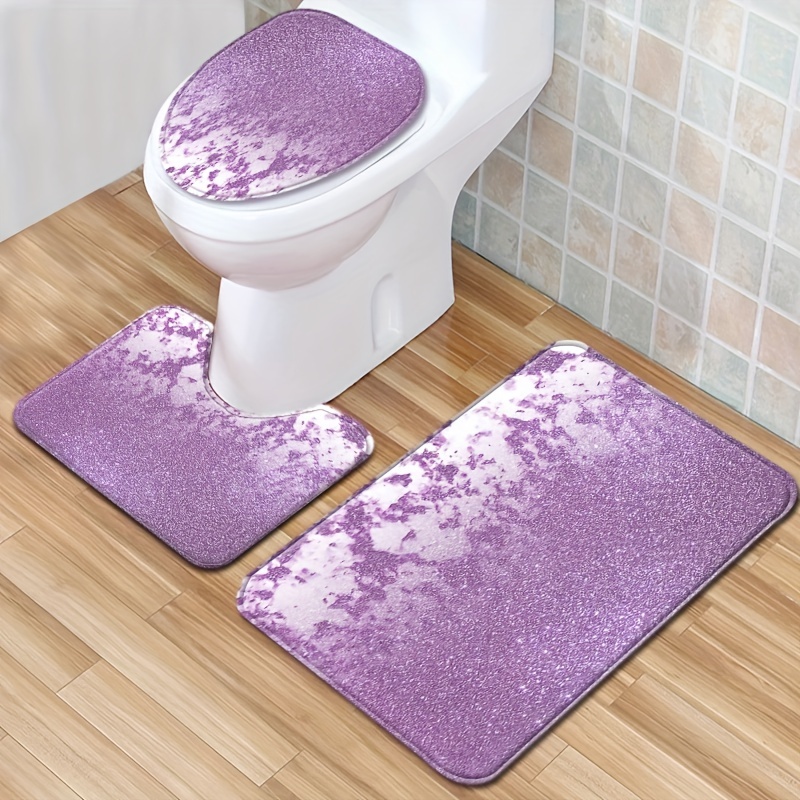 Purple Lavender Shower Curtain Sets Non-Slip Rugs Toilet Lid Cover