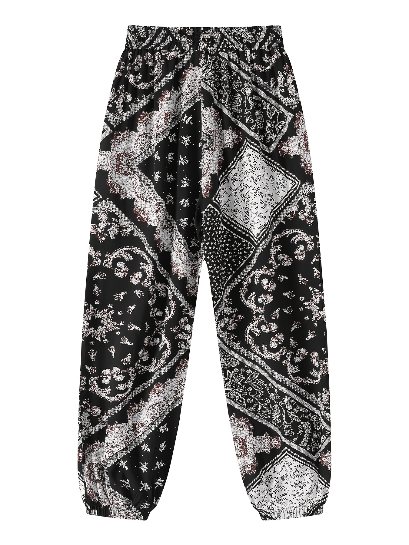 Boho Paisley Floral Print Harem Pants Bohemian Loose Elastic - Temu