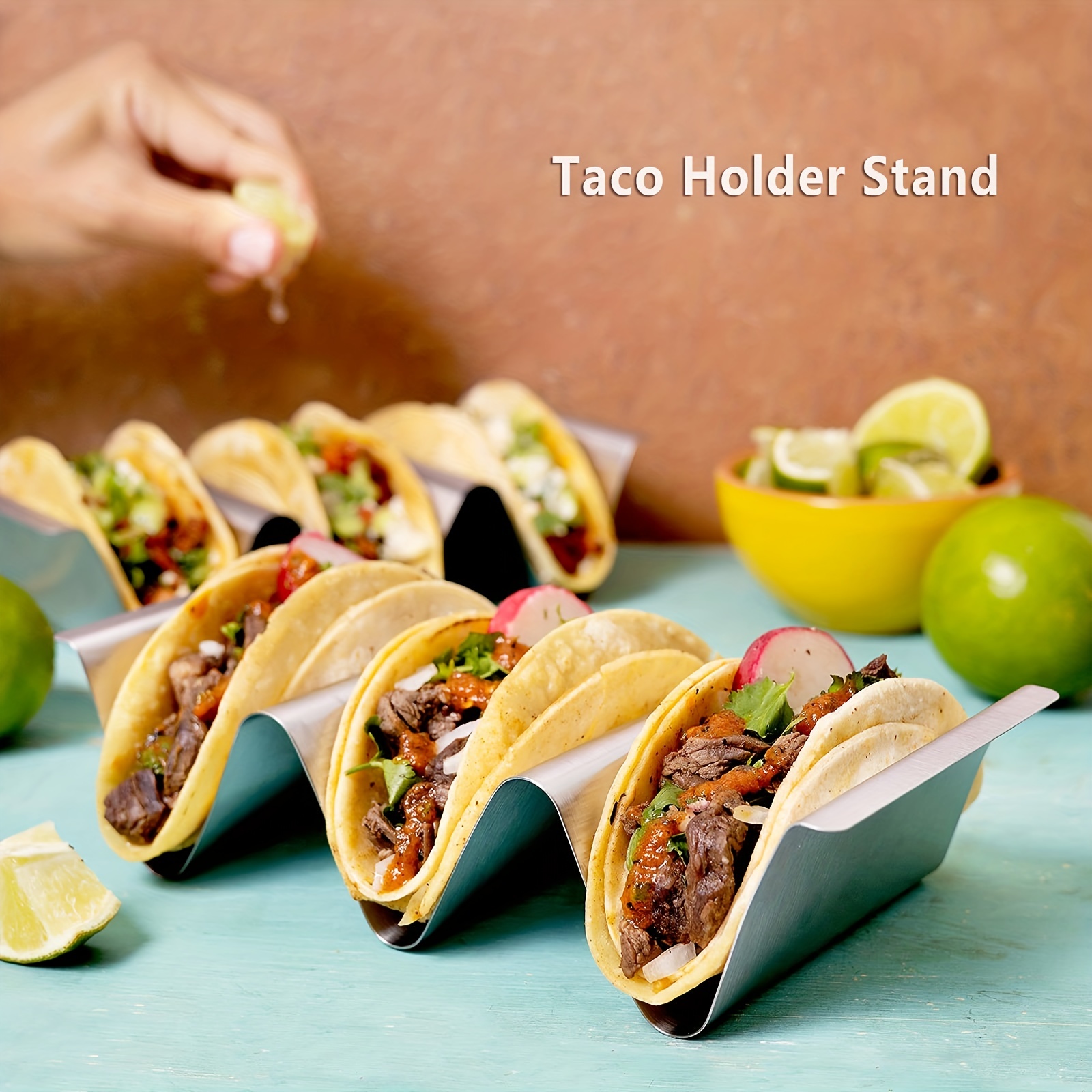 Taco Tuesday Holder Stands Set 4 Piece Safe Rack Tray Oven Grill