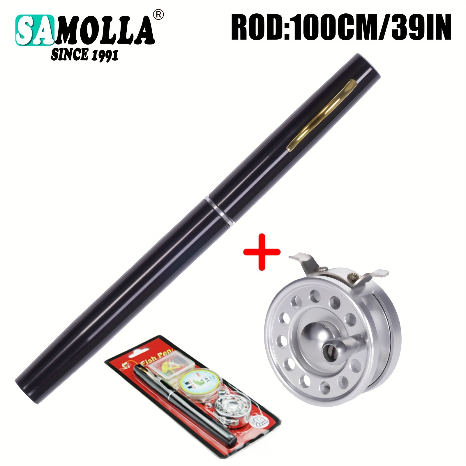 Generic Portable Pen Shape Fishing Rod Telescopic Aluminum Alloy Fishing  Pole + Metal Fishing Reel Spinning Reel @ Best Price Online