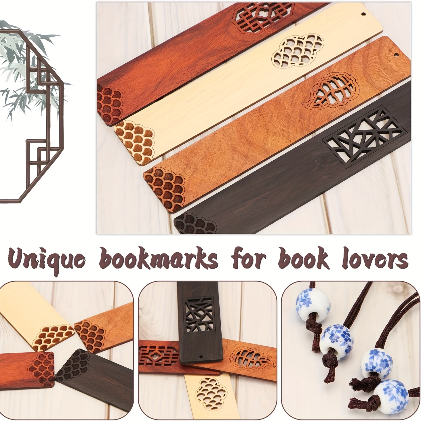 Wood Bookmark Handmade Natural Wooden Carving Bookmarks Box - Temu