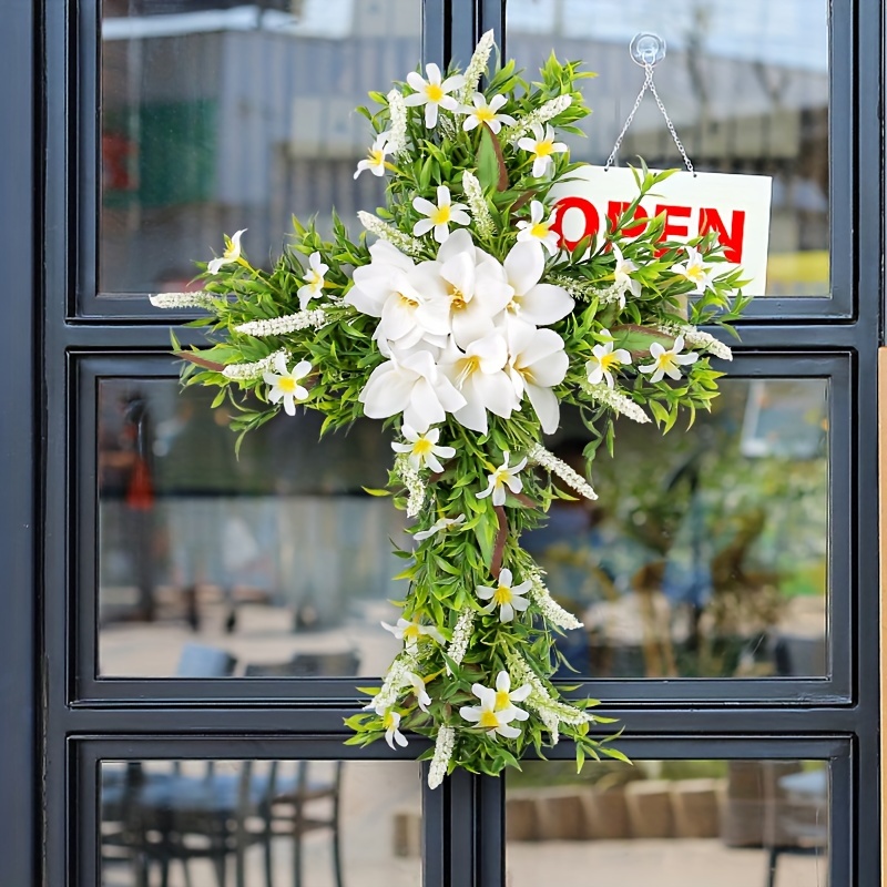 1pc, New Spring Flower Wreath Door Hanging Welcome Wreath