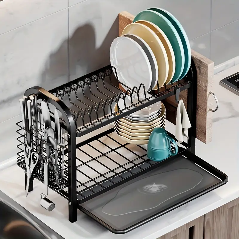 Dish Drying Rack, Dish Rack With Drainboard, Dish Drainer For