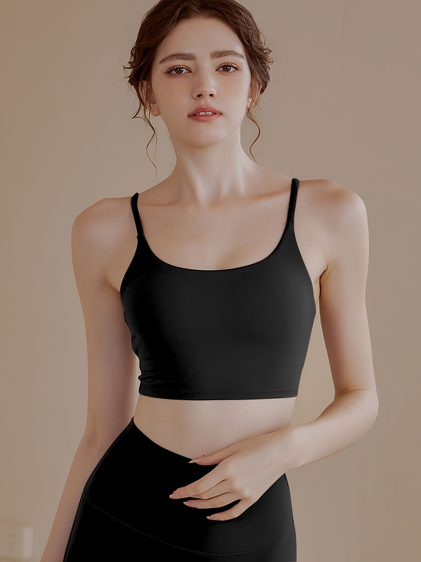 Women's Professional Yoga Tank Padded Sports Bra Spaghetti - Temu