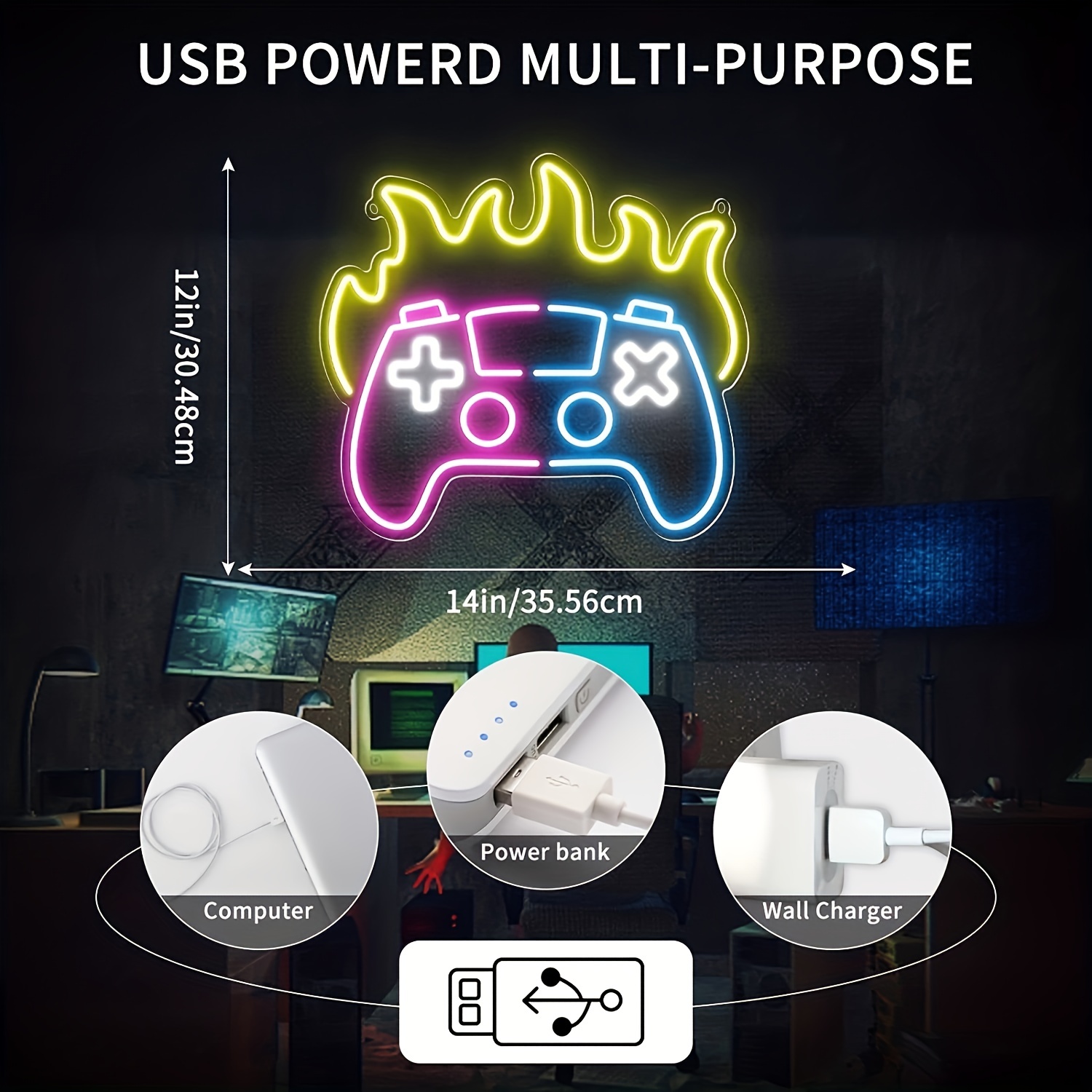 Gamer Neon Sign Gaming Neon Lights Gamepad Controller LED Signs for Game  Room Decor Light Up Signs for Bedroom Teens Boys Room Neon Wall Signs Decor