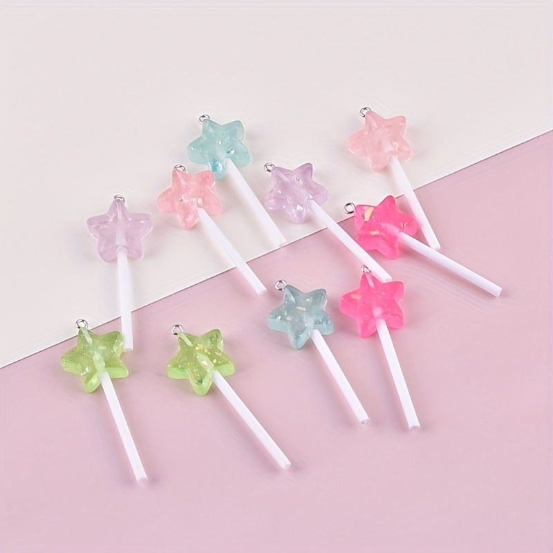 

10pcs Pentagram Lollipop Acrylic Pendants Colorful Star Candy Acrylic Charms Jewelry Diy Pendant Earrings Necklace Jewelry Accessories