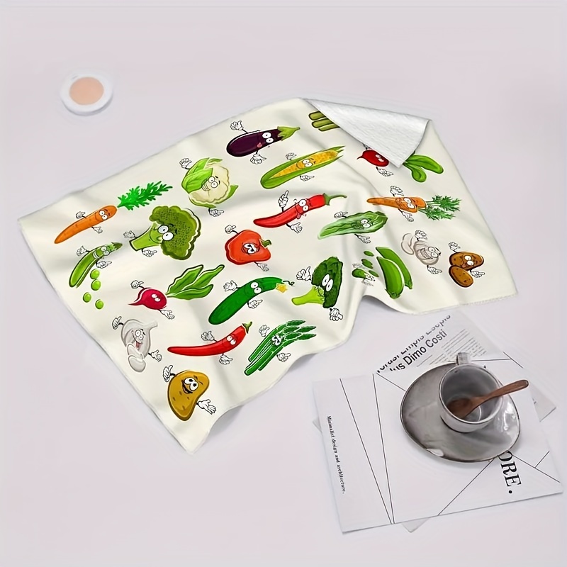 2pcs Serviette De Cuisine En Forme De Légumes Dessin Animé, Serviette De  Vaisselle, Serviette À Main