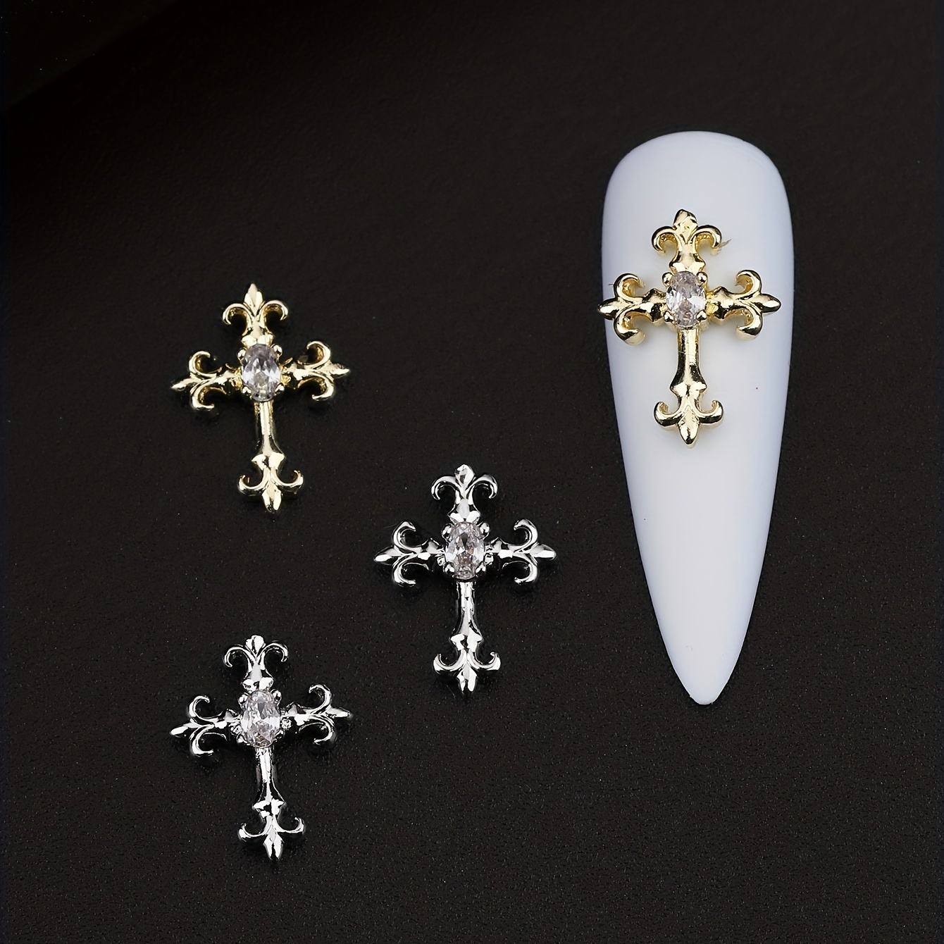 Silver antique Cross nail Decals Gold Christian Nails charms