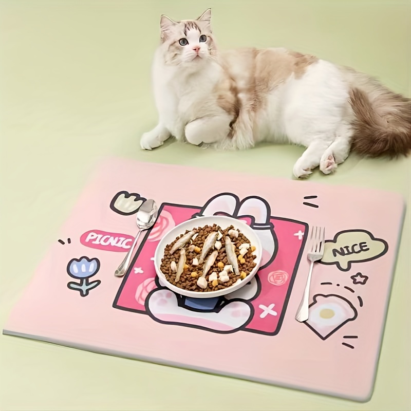 1pc Cartoon Animal Pattern Pet Feeding Mat, Easy To Clean, Durable