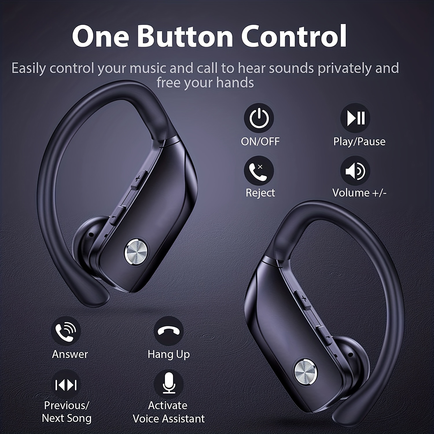 Auriculares inalámbricos occiam Bluetooth 48H Play Back Auriculares in Ear  Impermeable con Micrófono Pantalla LED para Deportes Correr Entrenamiento