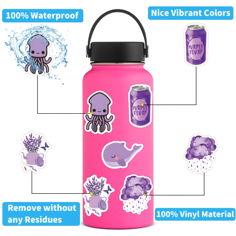 50pcs Cute Stickers for Girls, Purple Stickers Pack, Laptop Stickers,Water Bottles, Waterproof,Journal Stickers, Size: 4