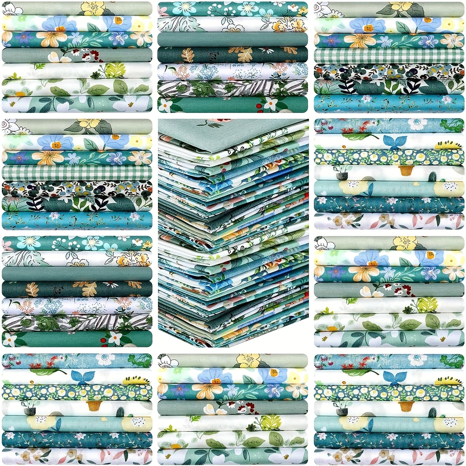Cotton Quilting Fabric 10 Pcs 20 x 20 Fat Quarters Fabric Bundles Fabric  Squares for Quilting, DIY Sewing Project, Patchwork, Misscrafts
