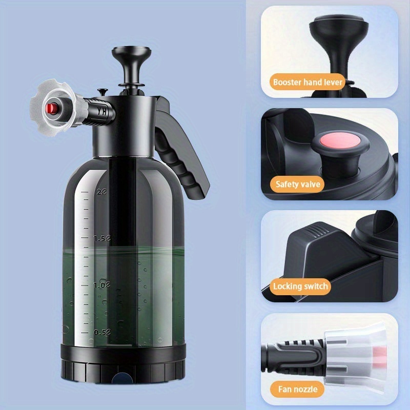 Car Wash Foam Sprayer, 0.52 Gallon Pump Foam Sprayer with Safety Valve,  Specialized for Home Cleaning and Car Detailing, 2 L Capacity