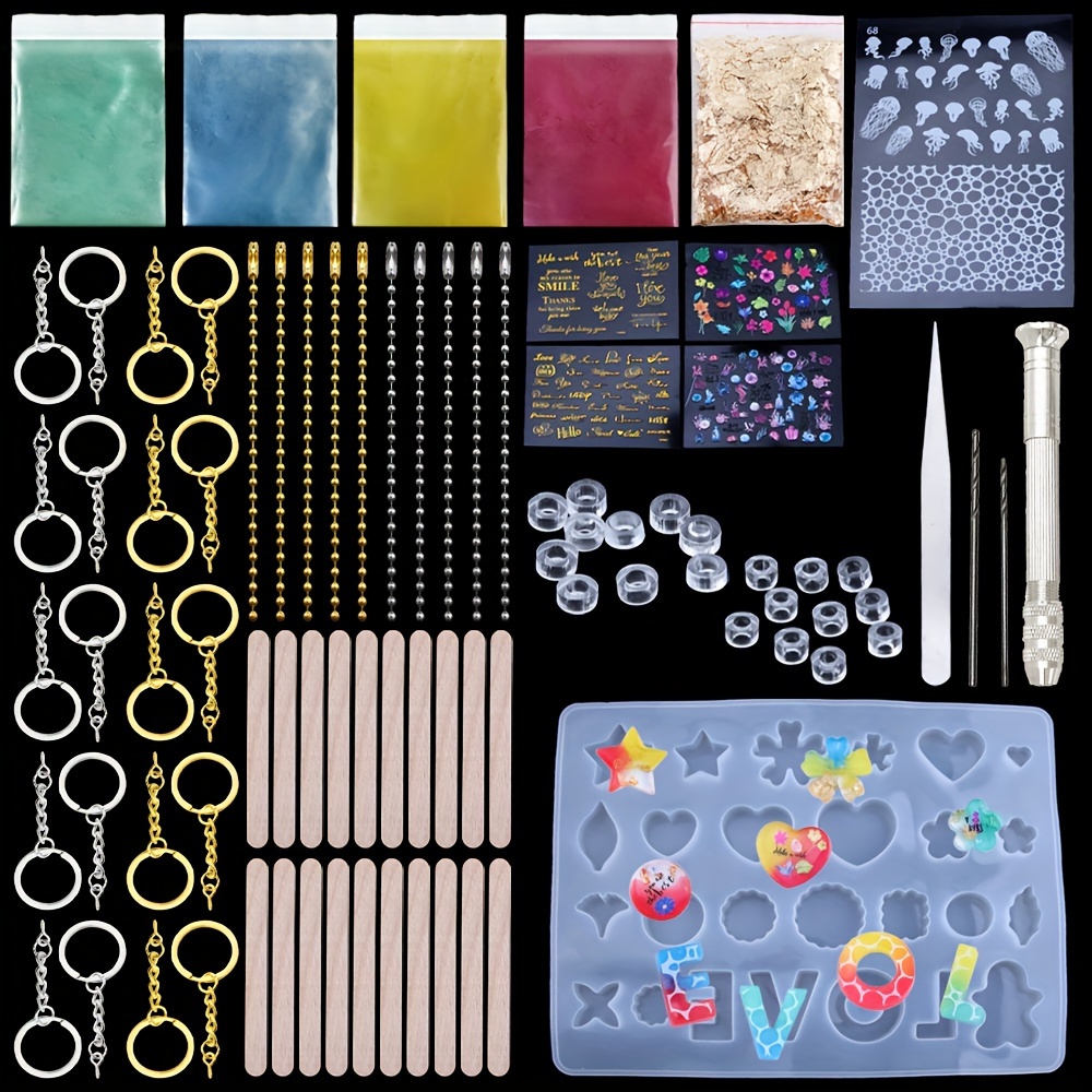 Kit de moldes de resina de silicona, 26 piezas, moldes epoxi, fundición  grande con 12 lentejuelas de purpurina para fundición UV, incluyendo  esfera