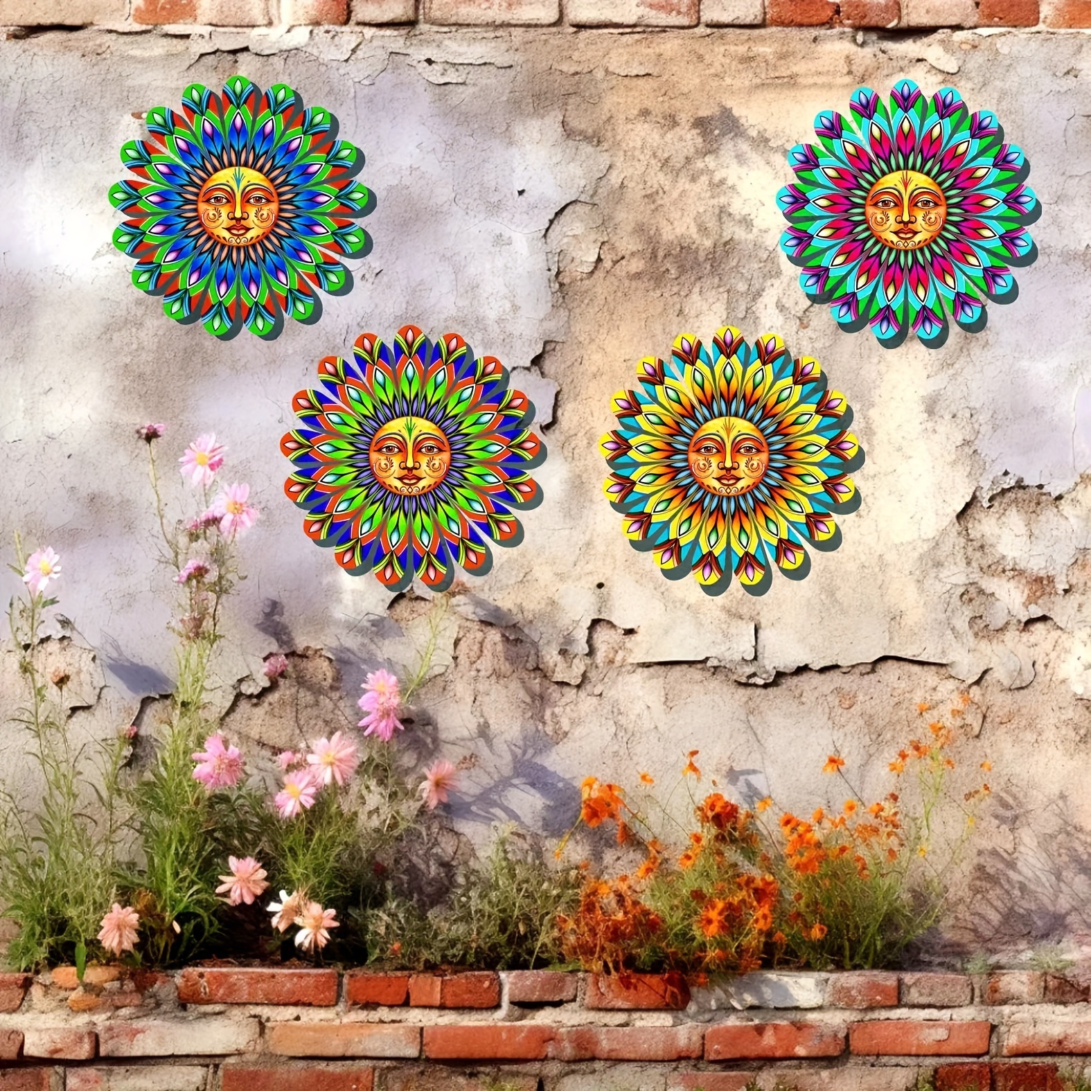 Lot de 3 fleurs décoratives murales en métal de haute qualité pour jardin,  décoration murale pour salle de bain, salon, chambre à coucher ou porche,  terrasse, clôture, jardin : : Jardin