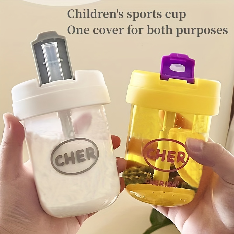1pc 600ML Kids Water Bottle For School Boys Girls, Cup With Straw