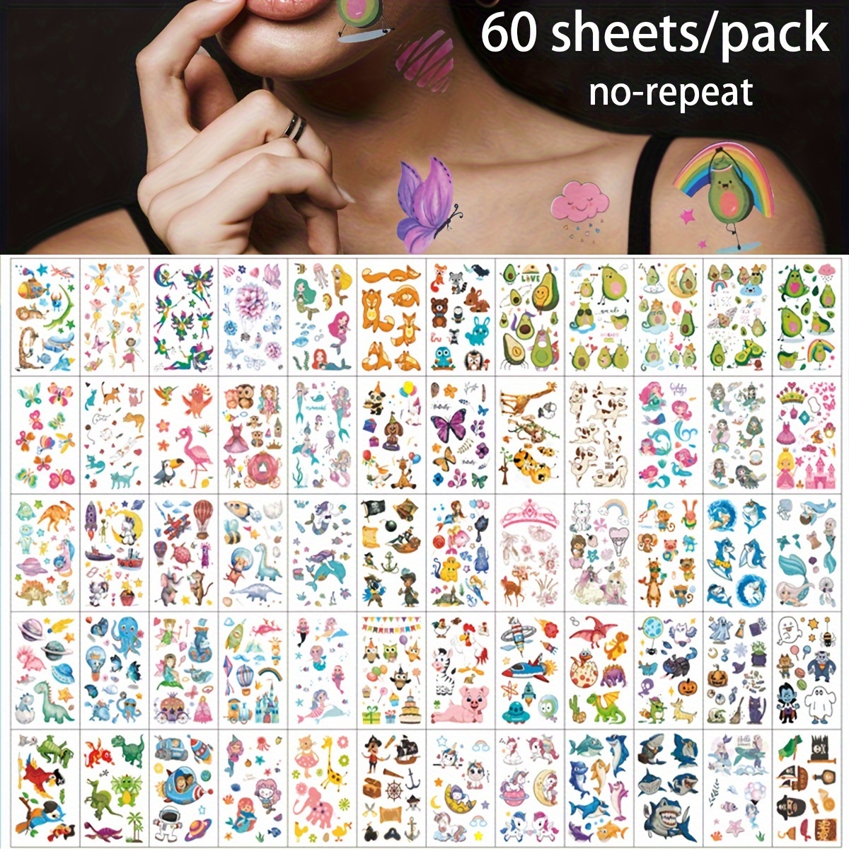 Fanoshon Animal Temporary Face Tattoo Sticker Set for Kids Adults Water  Transfer Butterfly Panda Deer Giraffe Fairy Floral Festival Body Paint  Makeup Decoration Stickers for Halloween A Animal Face