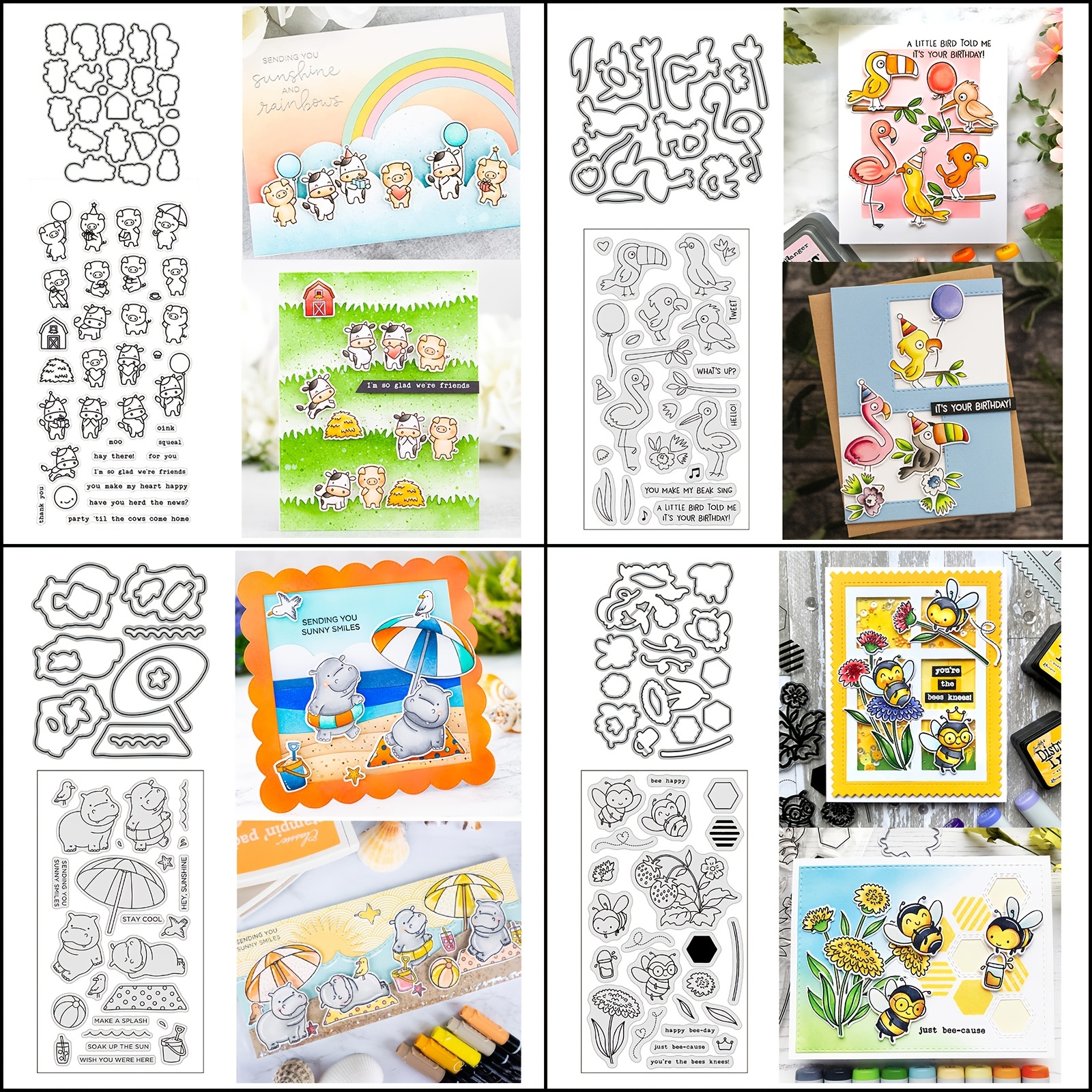 Rabbit Fox Squirrel Clear Stamp & Die Cut Set - DIY Scrapbooking & Card Making Craft Kit