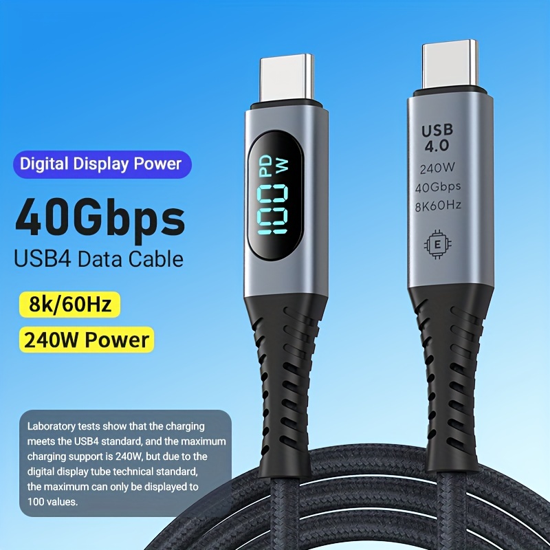 

Usb 4 Cable With Led Display, 3.3ft Usb C 240w Fast Charging Cable With 8k@60hz Video Output& 40gbps Data Transfer Usb C Cable Support Thunderbolt 3/4 For //monitor, For Iphone15/
