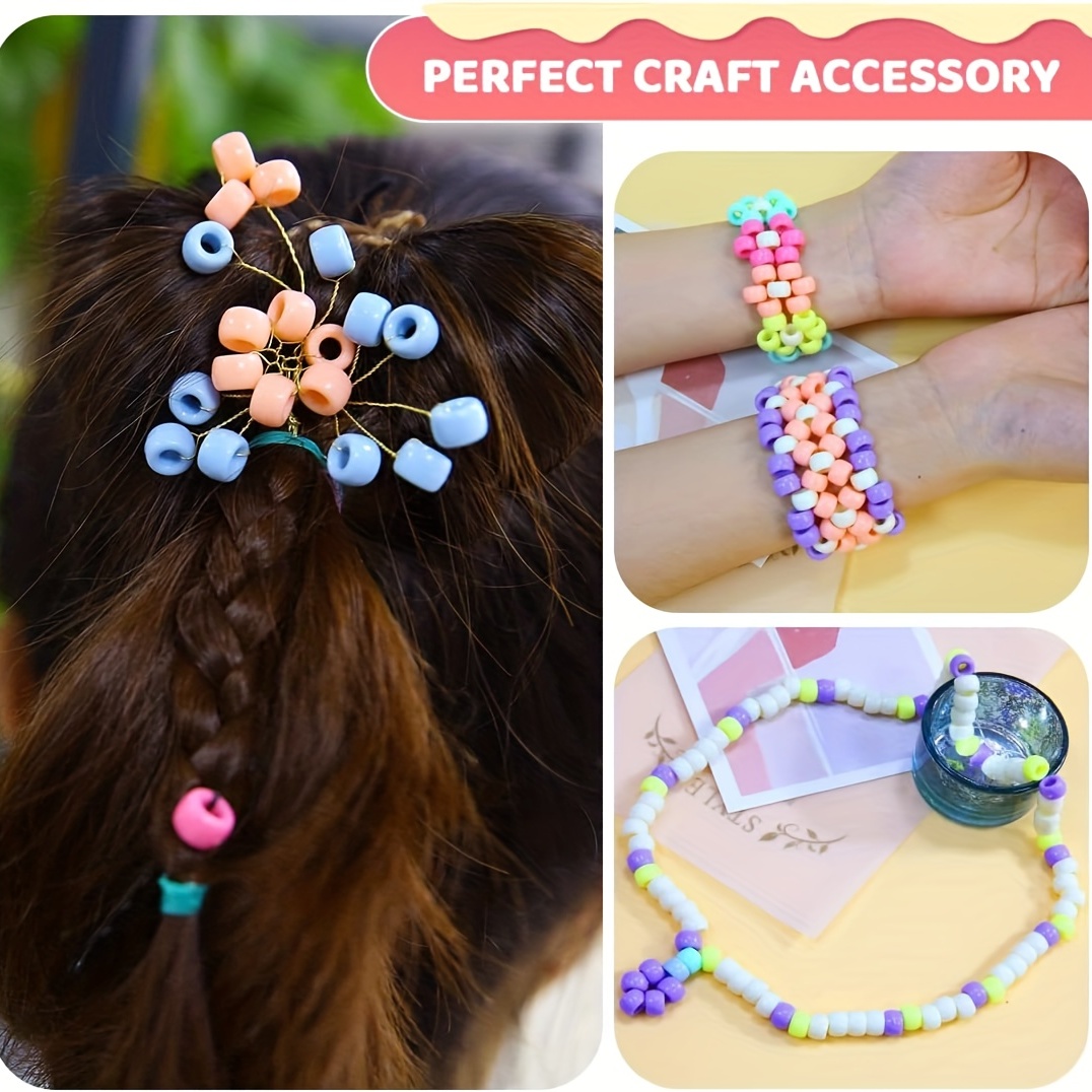 MIIIM 1000pcs 6x9mm Pony Beads Bulk, Pastel Pony Beads for Bracelets Making Kit, Kandi Beads, Hair Beads for Braids, Craft Beads