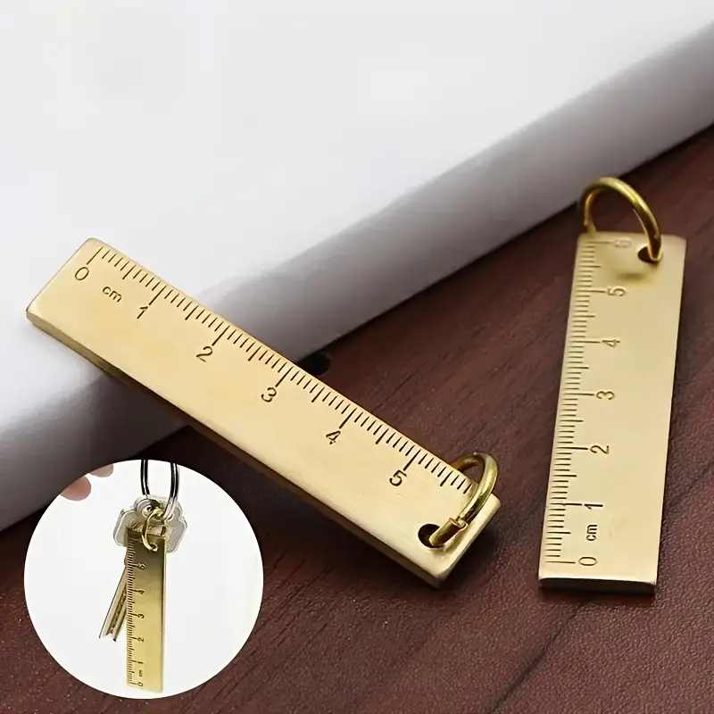 1pc Creative Portable 2.36inch Small Metal Ruler Key Chain, Small Gifts
