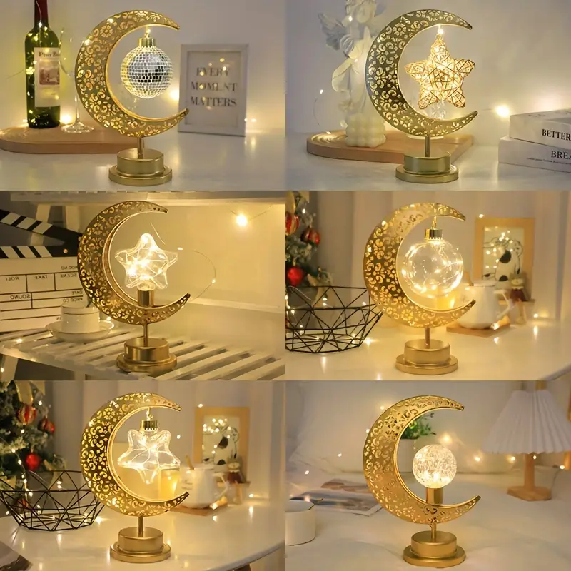 Led Table Lamp Star And Moon Desk Lamp Ramadan Decoration - Temu