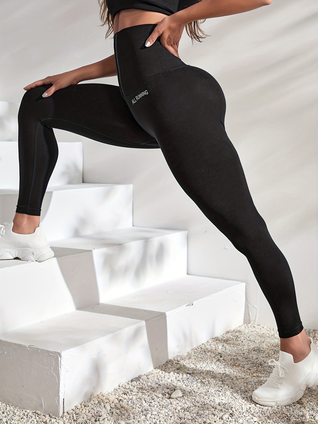 Yoga Basic Cropped Workout Leggings Seamless Super High Waisted Hook & Eye  Shapewear Tights
