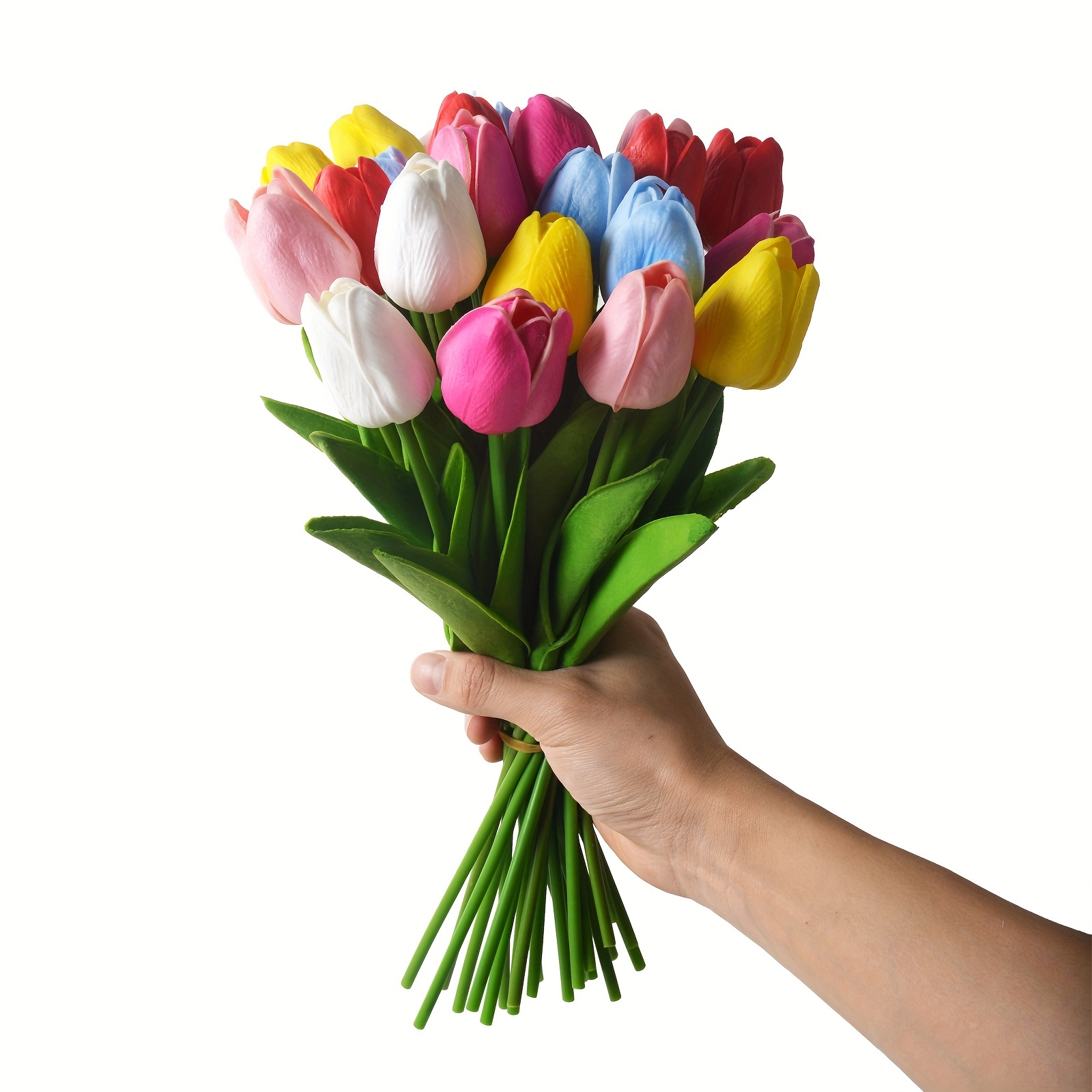 Multicolor Tulips Artificial Flowers Faux Tulip Stems Real - Temu