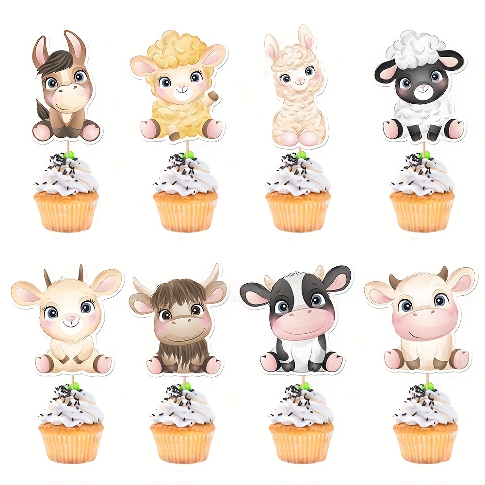 Pink Farm Animals decorazioni per torte di compleanno animali da fattoria  torta a tema Cupcake Topper