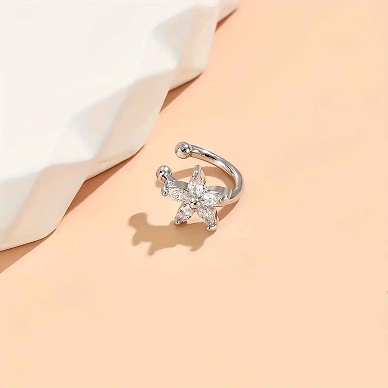 Sexy Flower Ear Cuff Wrap Copper Zirconia Style Non Feather