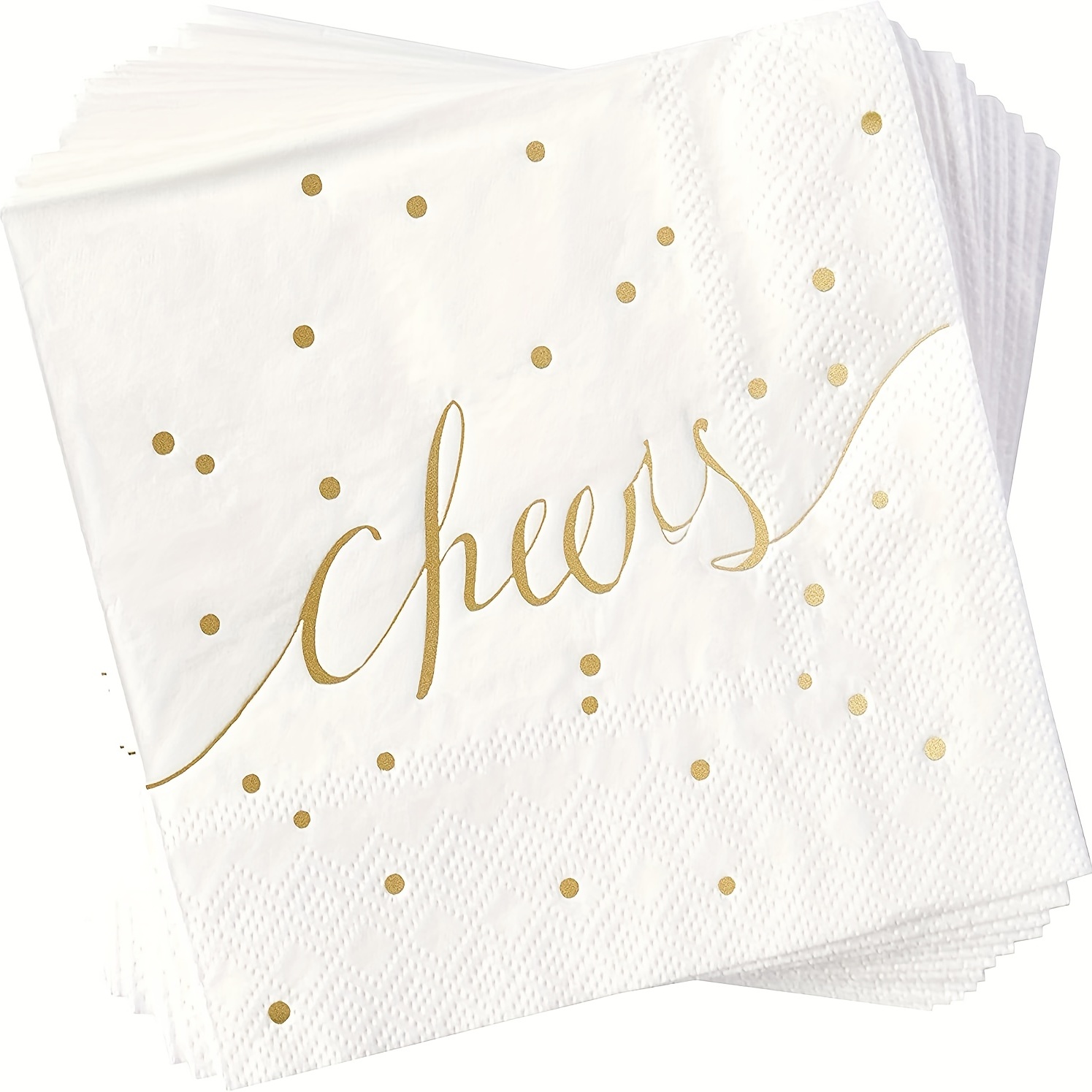 Paquete de 100 servilletas de cóctel blancas y doradas, servilletas de bar  de 3 capas, servilletas de papel desechables para fiestas, servilletas de