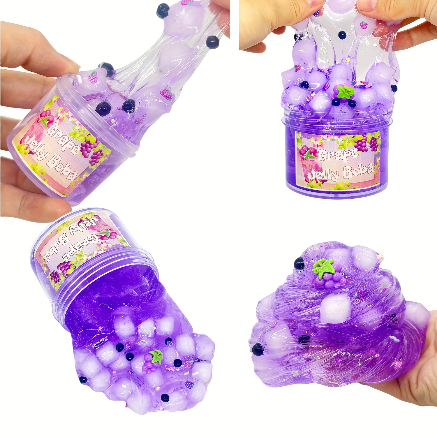 2 confezioni Jelly Cube Crunchy Slime Kit, non appiccicoso, giocattolo di  fango super morbido, regali di compleanno per bambini, colla di cristallo  fai-da-te Boba Slime Party Favor per ragazze e ragazzi