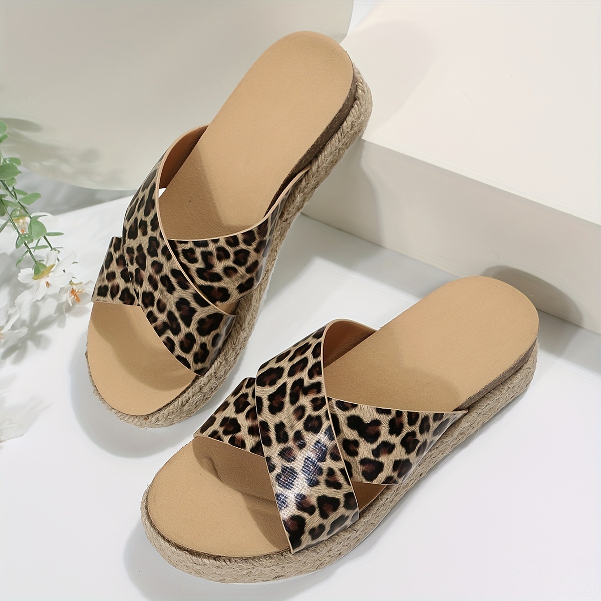 Criss cross hot sale leopard sandals