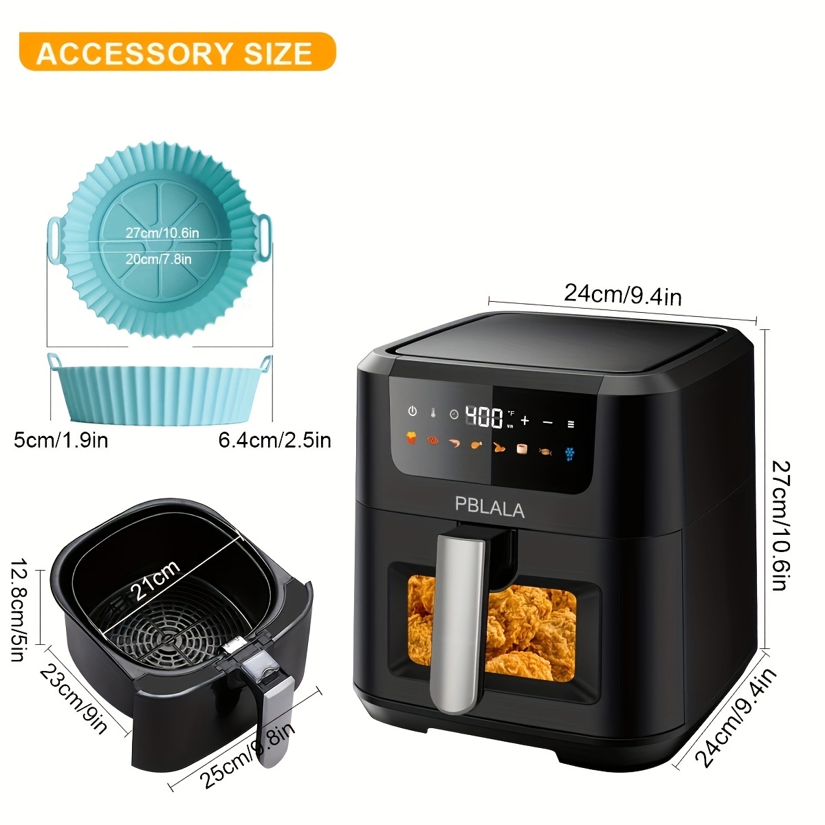Air Fryer 8.5 QT, Large Airfryer for Home use with Viewing Window,8 Cooking  Presets, LED Digital Touch Screen, Non-Stick Dishwasher-Safe Basket 
