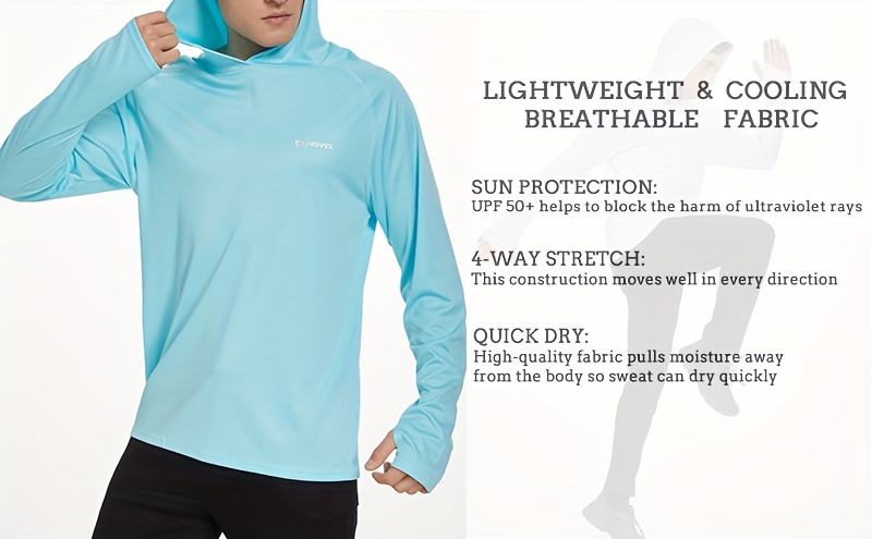 Men's Upf 50+ Sun Protection Hoodie Long Sleeve Quick Dry