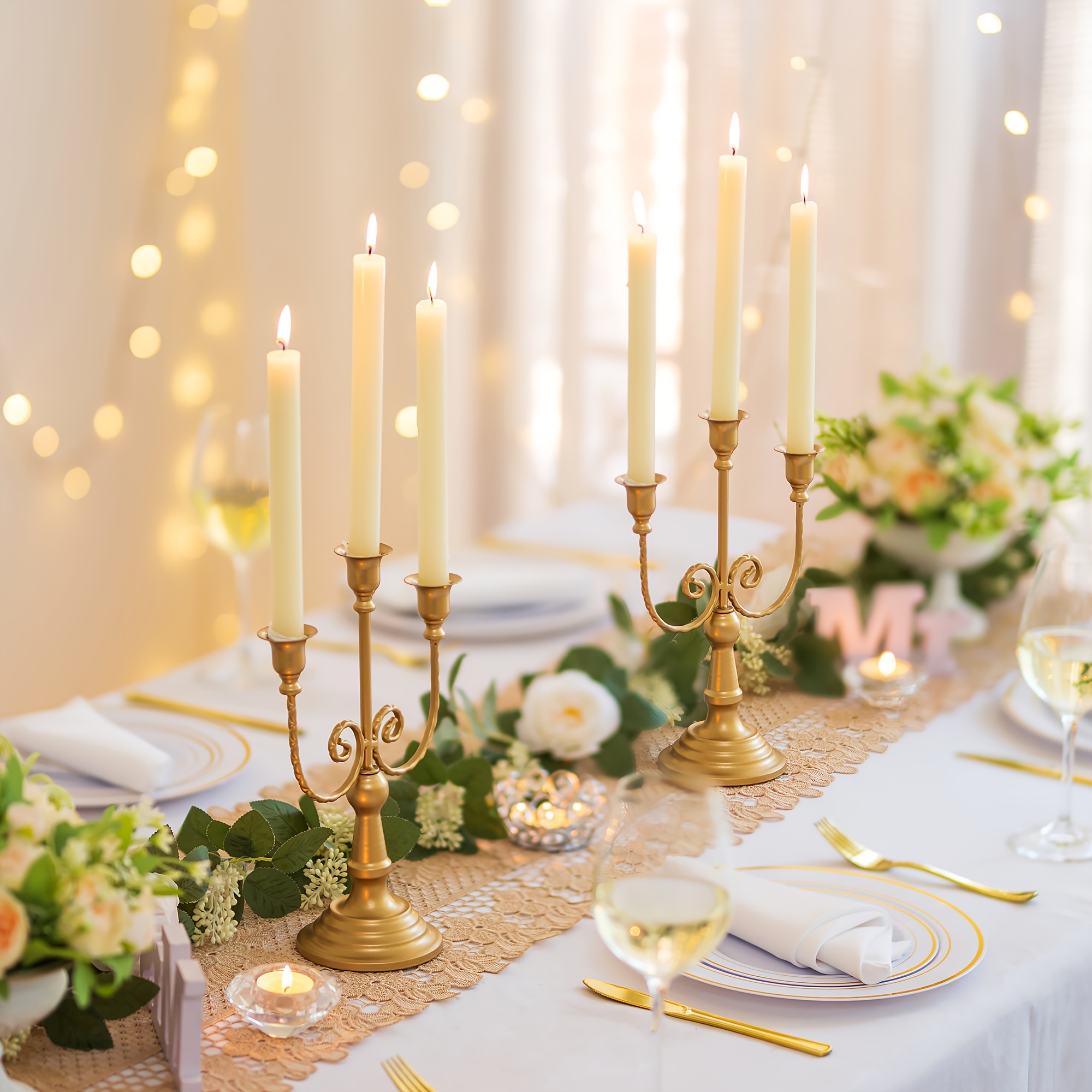 1PC Golden Candlestick Holder, Candelabra Taper Candle Holders, For Wedding  Centerpiece 3/5 Arms Candle Stick Stands, For Candlelight Dinner Table Chr