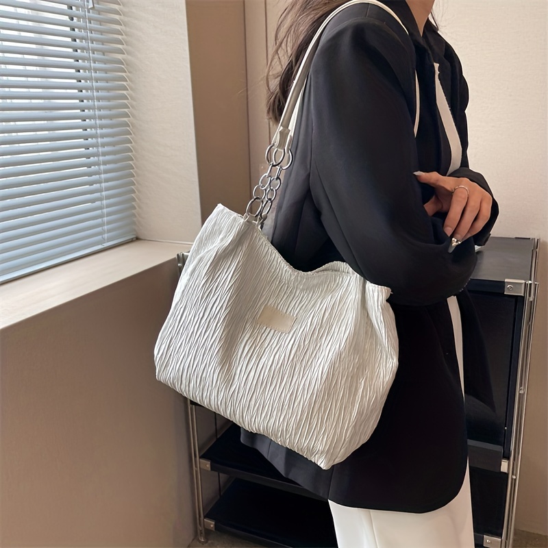 Trendy Minimalist Tote Bag, Large Capacity Shoulder Bag With Clutch Purse &  Scarf Decor - Temu